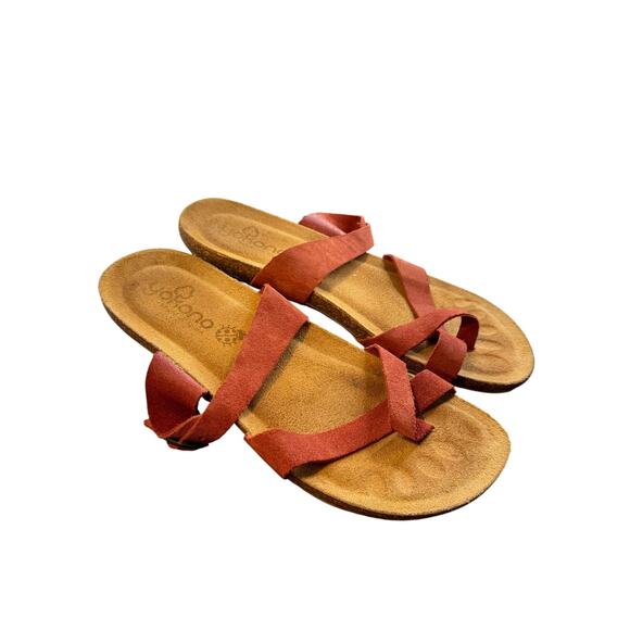 Yokono Leather Sandals Womens US size 9 Brown Rust Slip On Slide On Cushioned - Picture 1 of 8